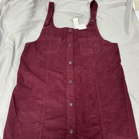 American Eagle Burgundy Corduroy Pinafore Dress - Picture 2 of 8